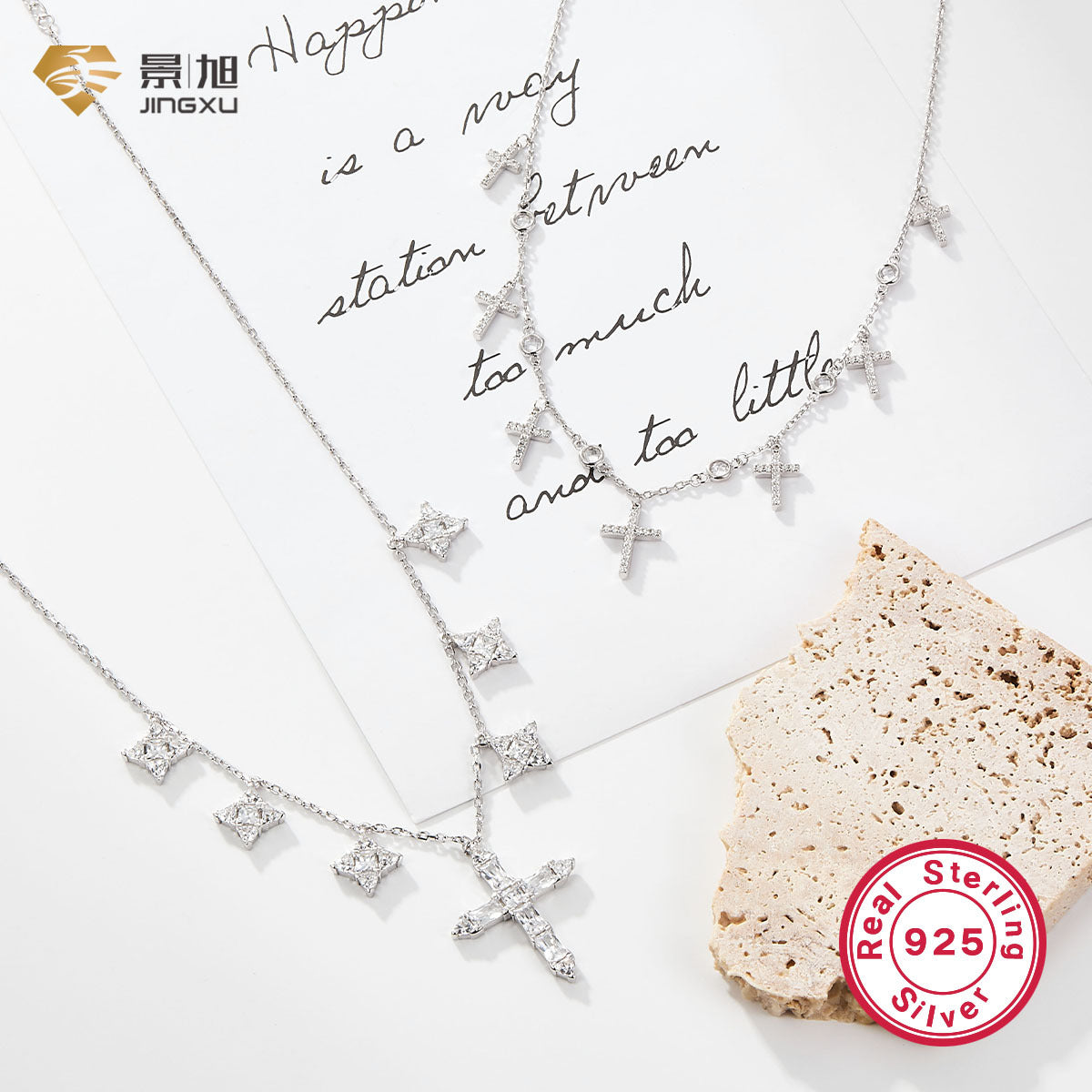 Cross-border hot selling 925 silver necklace for women European and American high-end zircon cross clavicle chain Halloween jewelry wholesale