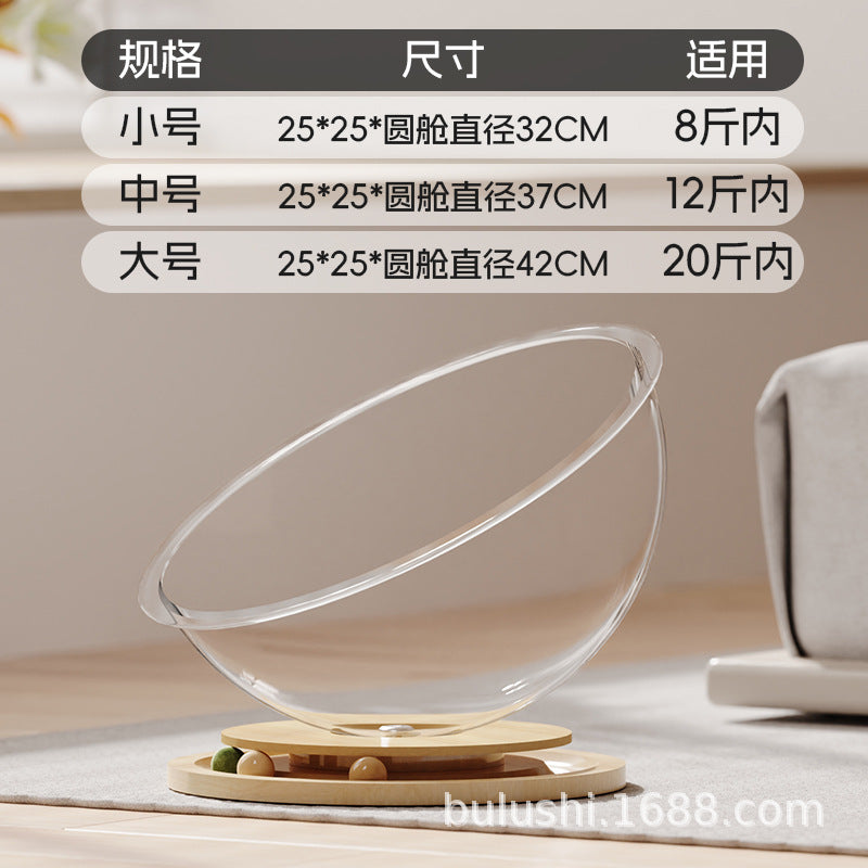 Factory direct supply space capsule acrylic cat bed solid wood turntable toy mint cat play sleep all-in-one pet supplies