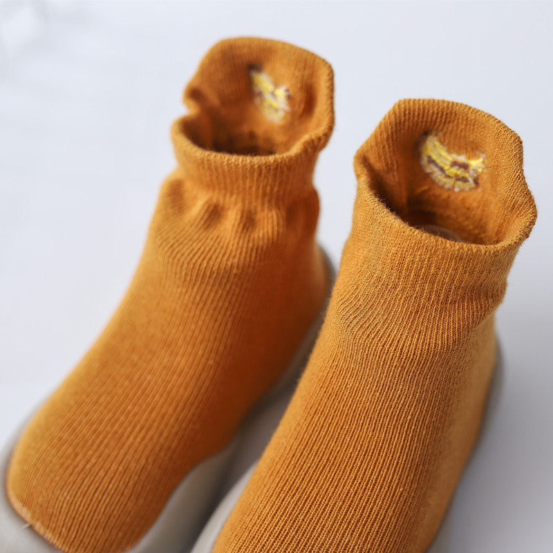 2023 Autumn New Soft Sole Baby Toddler Shoes Knitted Embroidered Baby Floor Socks Shoes Avocado Children's Socks