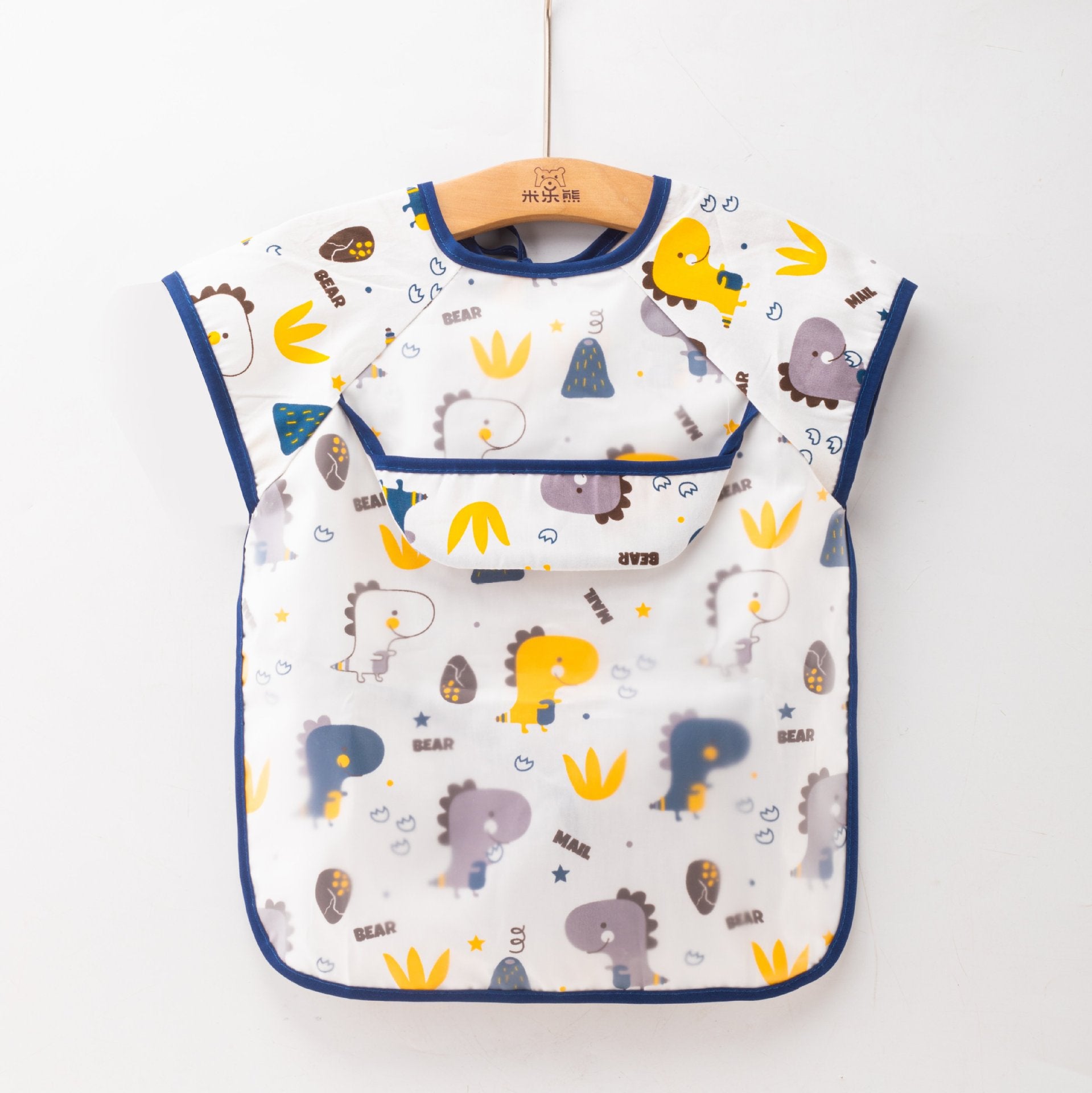 Summer pure cotton thin baby eating smock apron kindergarten waterproof anti-dirty smock bib reverse wear bib