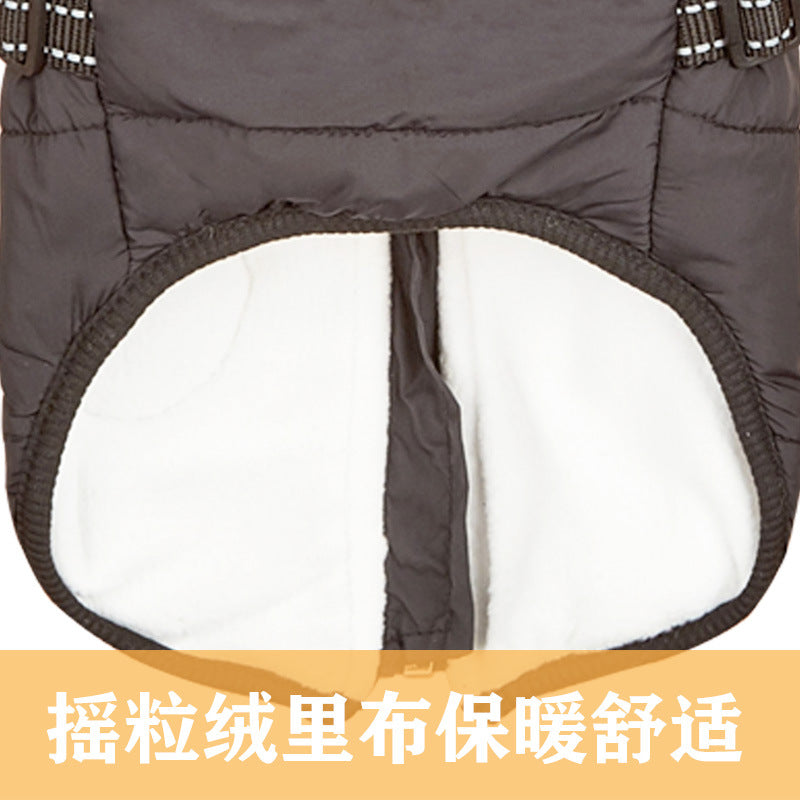 Cross-border exclusively for pet clothes autumn and winter warm dog cotton coat plus velvet thickened reflective strap clothes pet supplies