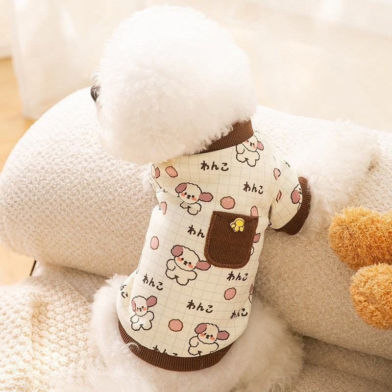 Autumn and winter dog clothes cartoon bear shoulder bag sweatshirt Teddy bear panda universal thin pet clothing