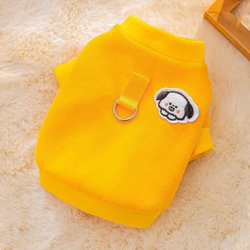 Autumn and winter dog clothes thin fleece warm hooded sweatshirt funny cat two-legged pet clothes Teddy transformation outfit