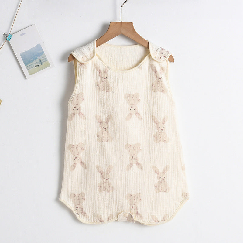 Newborn baby sleeping bag baby gauze sleeping bag children spring and summer thin anti-kick quilt four seasons universal children's pajamas
