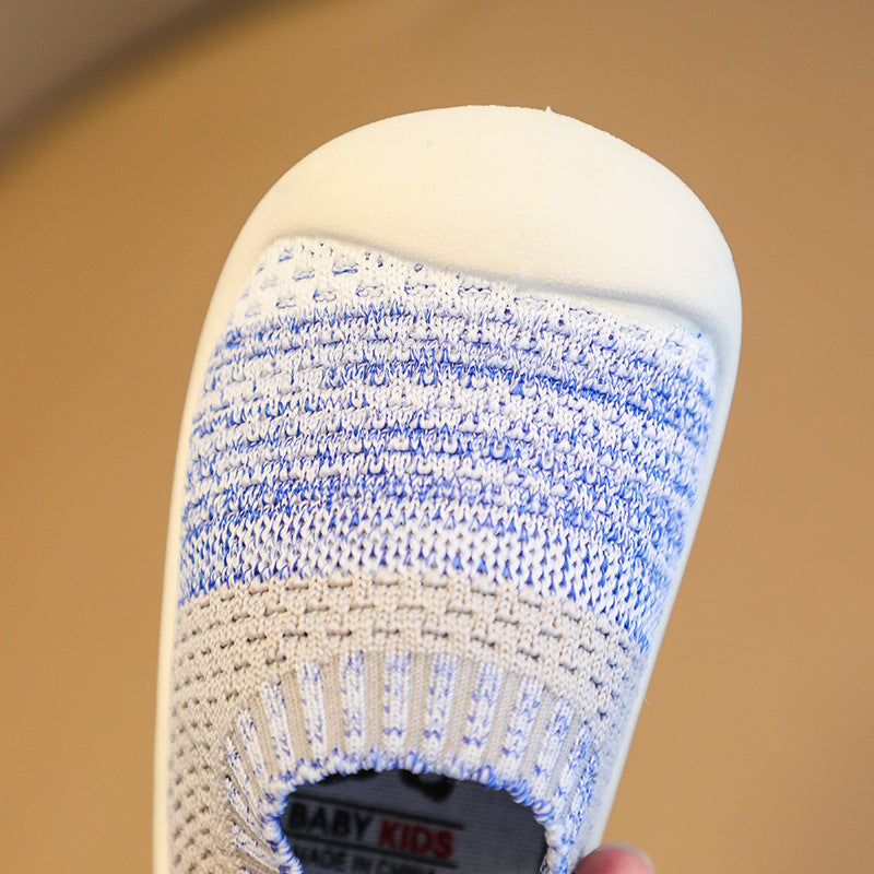 Spring and autumn baby toddler shoes Feiwei boys' shoes non-slip soft sole toddler shoes 1-3 years old girls' knitted shoes 2