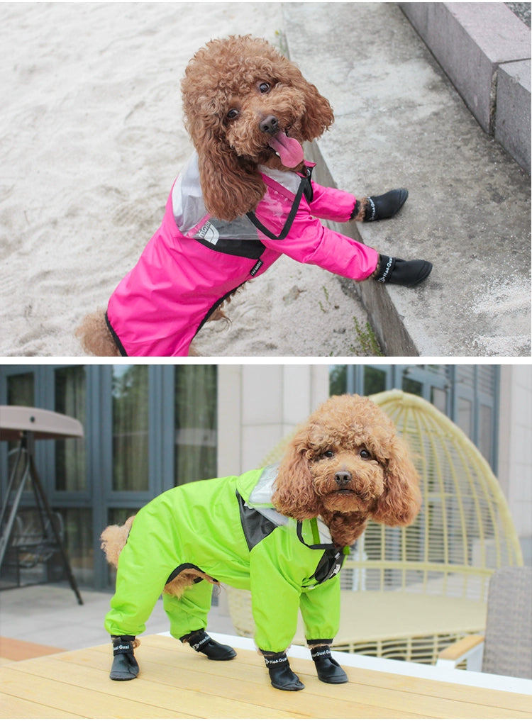 Puppy raincoat four-legged all-inclusive medium dog small dog rainy weather clothes pet rain cape