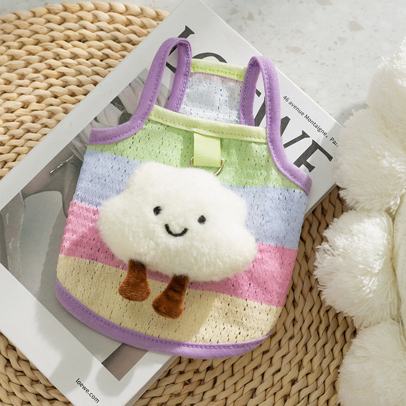 Three-dimensional small flower traction sling spring and summer thin dog clothes Teddy Yorkshire terrier small puppy pet clothes