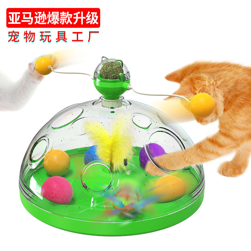 New Amazon pet supplies manufacturers wholesale company cat teaser stick treasure box cat windmill mint ball toy