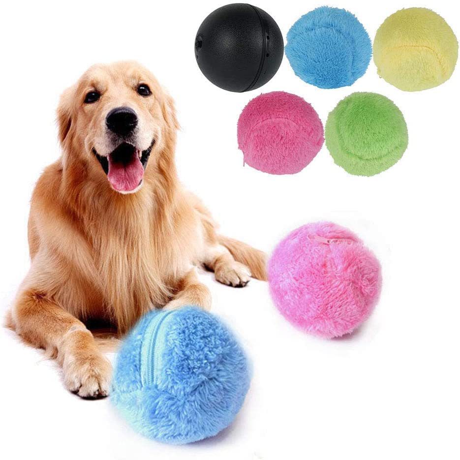 Pet dog cat plush rolling toy plush ball rolling ball fur ball smart dust removal toy rolling ball