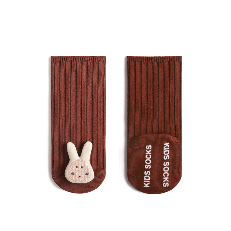 Newborn baby socks 2023 spring new baby socks cute cartoon doll boys and girls mid-tube cotton socks