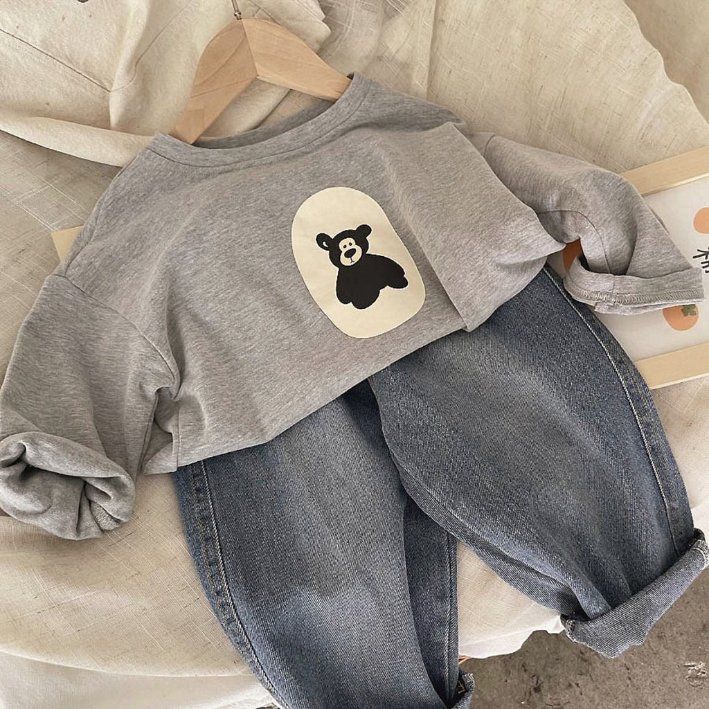 Children's spring and autumn clothes 2025 new cartoon round neck long-sleeved T-shirt casual Korean version of boys and girls baby pure cotton bottoming shirt