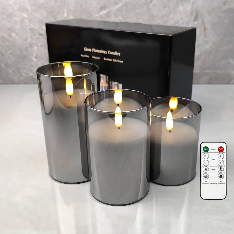 Glass shell electronic candle lamp with replaceable battery party romantic atmosphere lamp Christmas Halloween decoration lamp