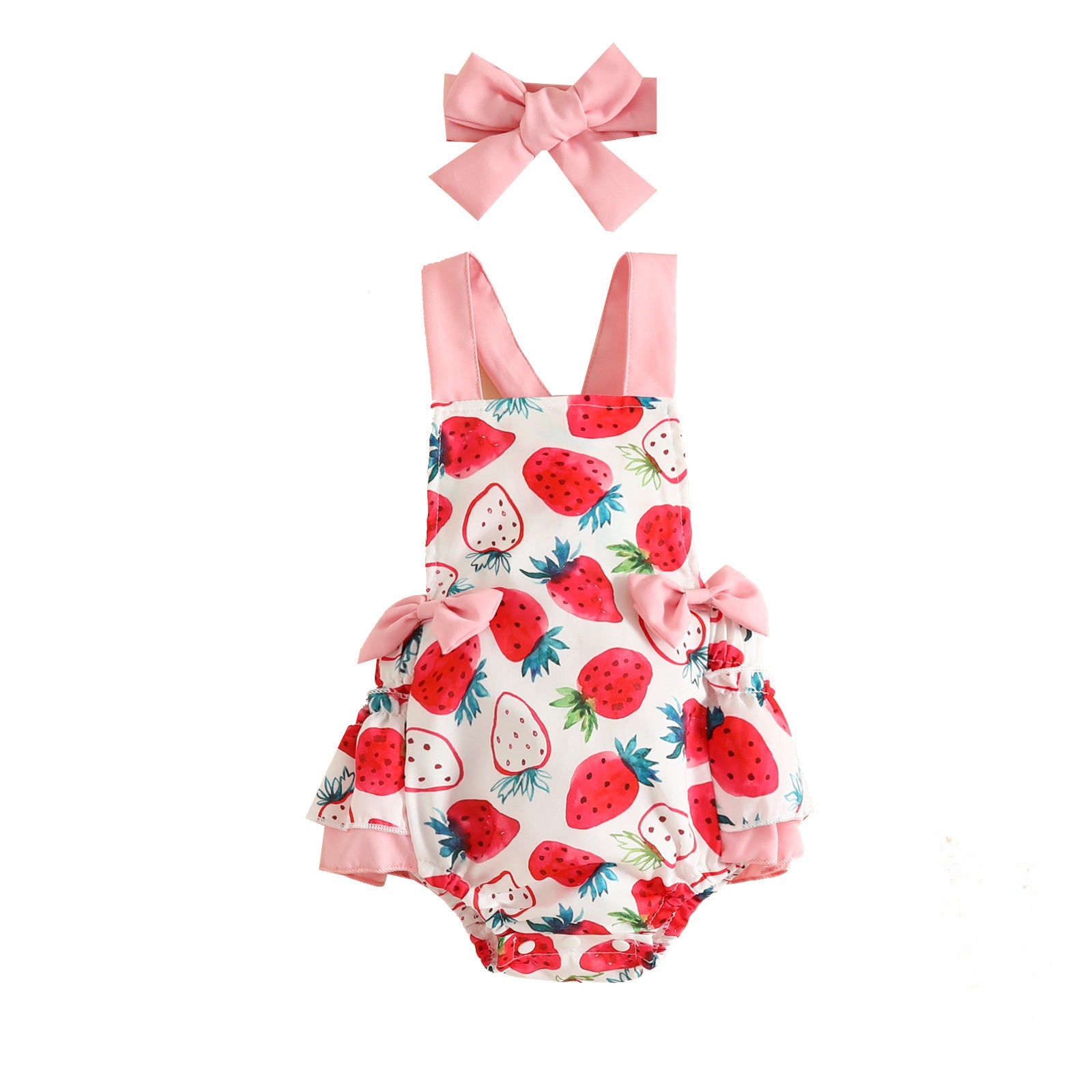 Foreign trade baby summer sling cow triangle romper fart clothes casual cute print butterfly knot crawling clothes