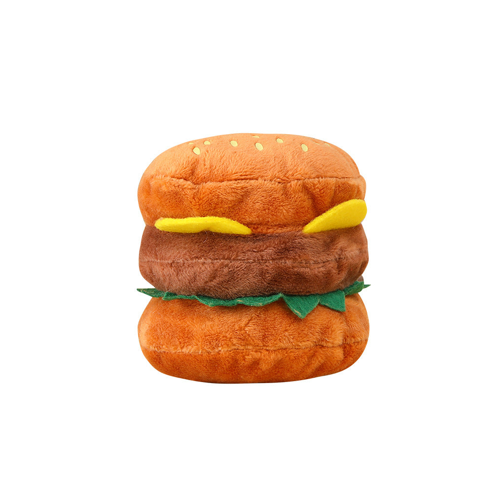 Pet supplies cross-border hamburger, teeth grinding, tooth cleaning, bite resistance, dog self-pleasure, boredom relief, training, vocal plush toy