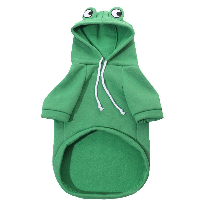 Cross-border puppy cat pet hooded cotton coat autumn and winter fleece warm frog sweater pet clothes dog clothing
