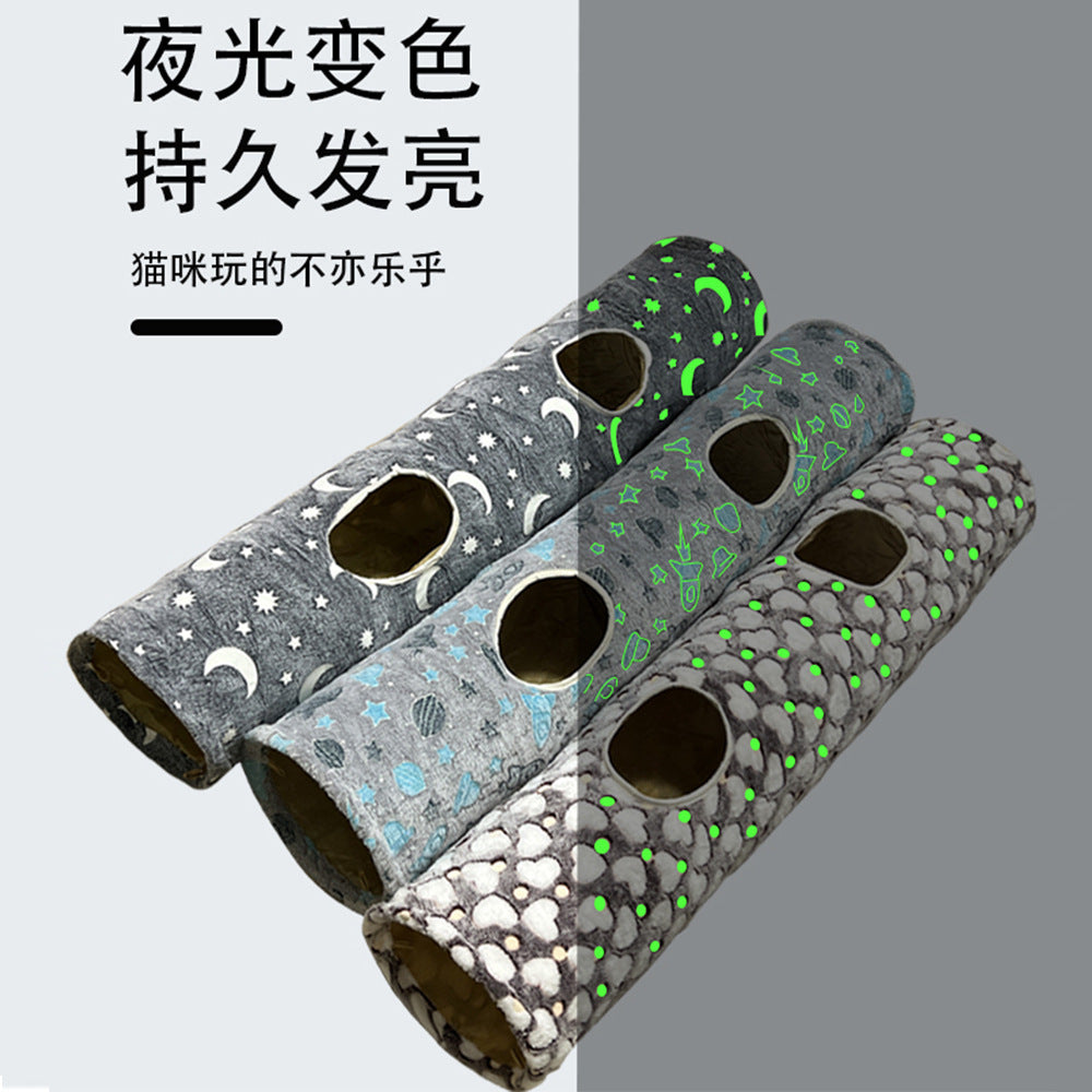 Cross-border hot-selling straight tube luminous cat tunnel self-hilarious hide-and-seek toy foldable pet supplies manufacturers wholesale