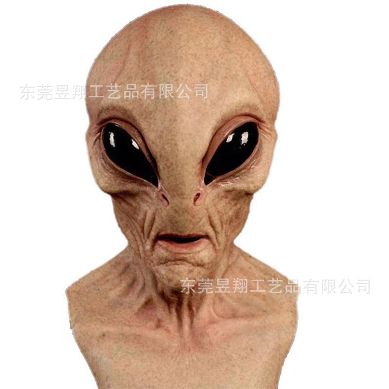 Alien mask latex hood Halloween UFO horror mask green hood cross-border new product