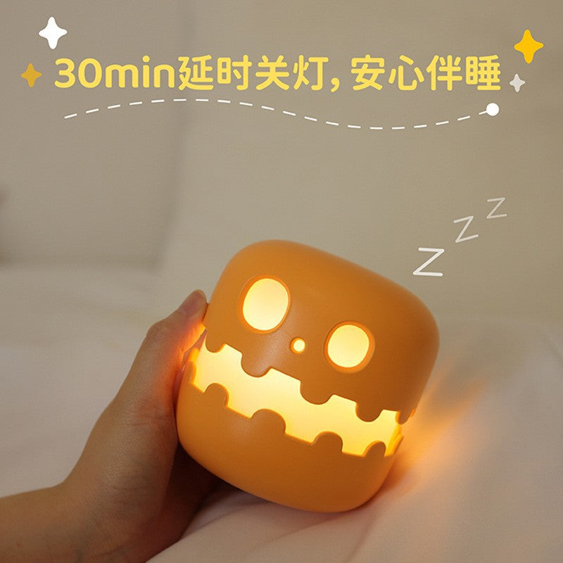Cross-border Halloween pumpkin night light party decoration USB charging timer funny ornaments atmosphere sleep LED light
