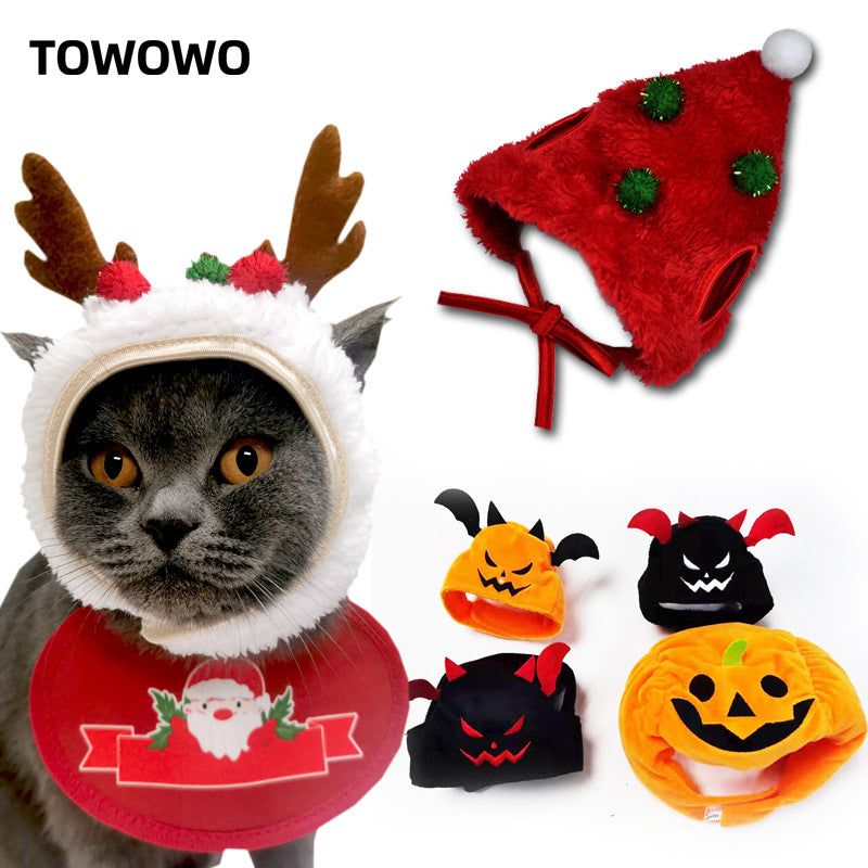 New Year Pet Christmas Hat Cat Cute Pet Head Clothing Supplies Transformed into Panda Small Dog and Cat Toy Headgear