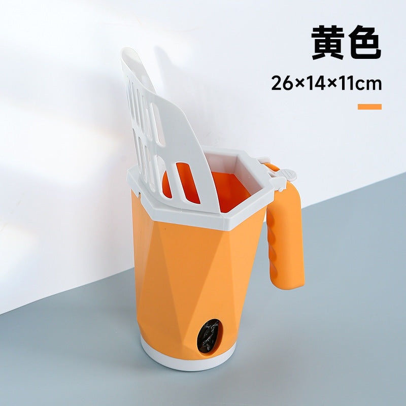 Pet cat poop shovel integrated color matching cat litter shovel with garbage bag storage shovel poop artifact cat cleaning supplies