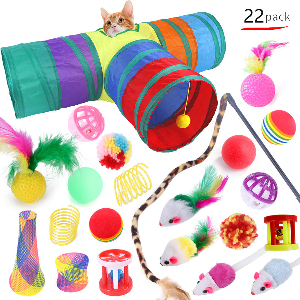 Summary of pet cat toy set 21 pieces cat channel cat teaser plush mouse Amazon combination toy