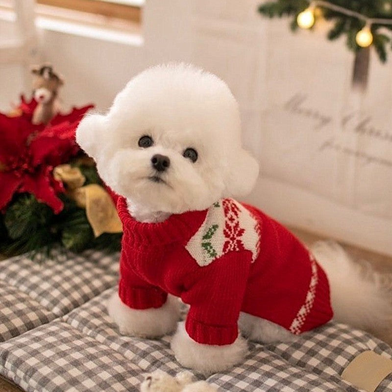 Puppy Autumn and Winter Christmas Elk Pet Sweater Cat Two-legged Knitted Sweater Warm Teddy Pet Clothes