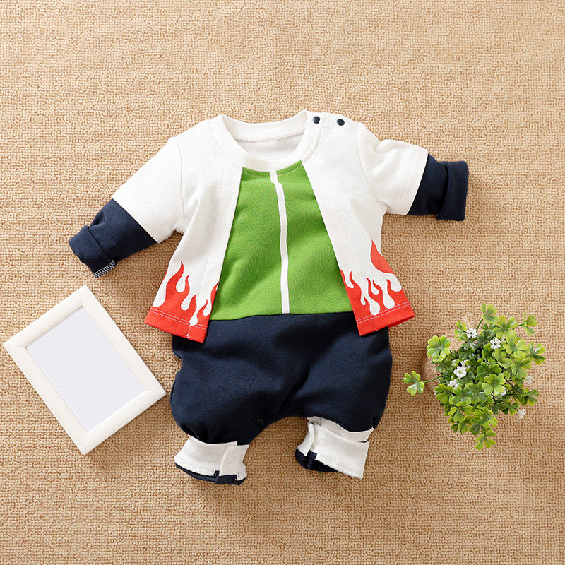 Baby Spring and Autumn Clothing Cotton Long Sleeve Harness Category A Outerwear Animation Themed Newborn Onesie Romper