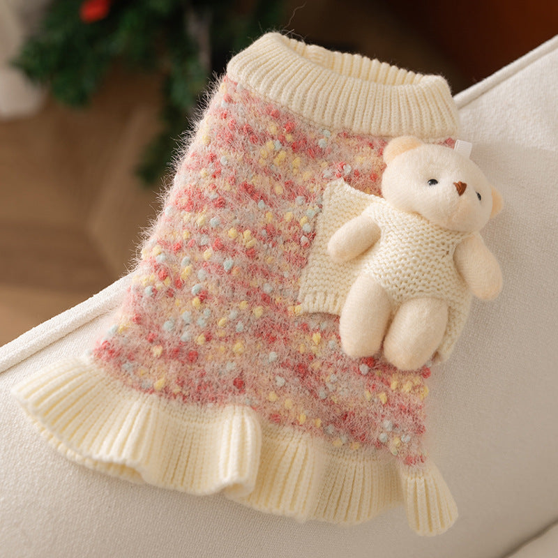 Autumn and winter joint cat clothes thick warm pullover sweater Teddy dog two-legged clothes pet clothes