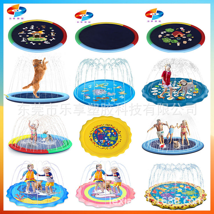 Cross-border spot PVC water spray mat summer outdoor thick non-slip children's pet lawn water spray mat fountain toy