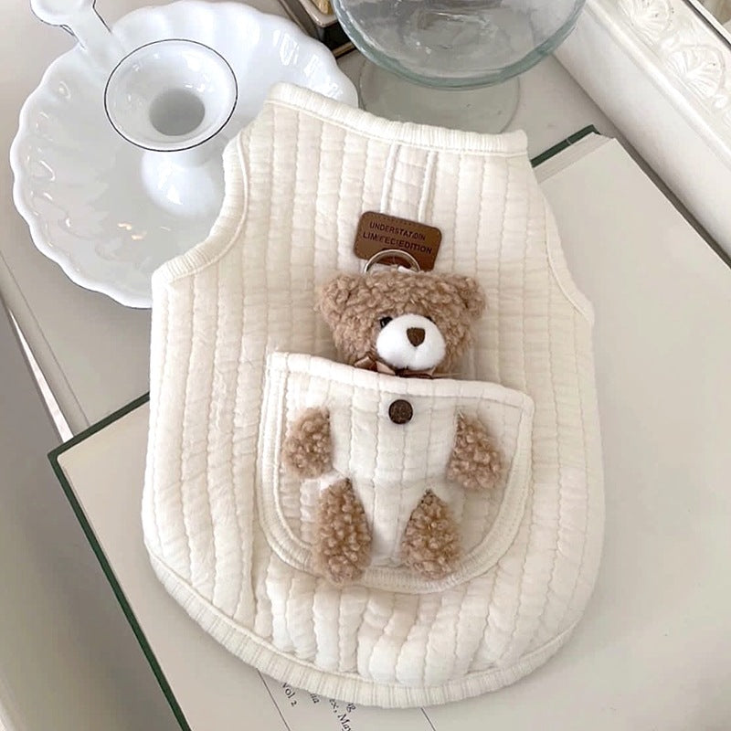 Bixin pet cotton coat can pull cats and small dogs Teddy Bichon Pomeranian autumn and winter clothes dog clothes winter