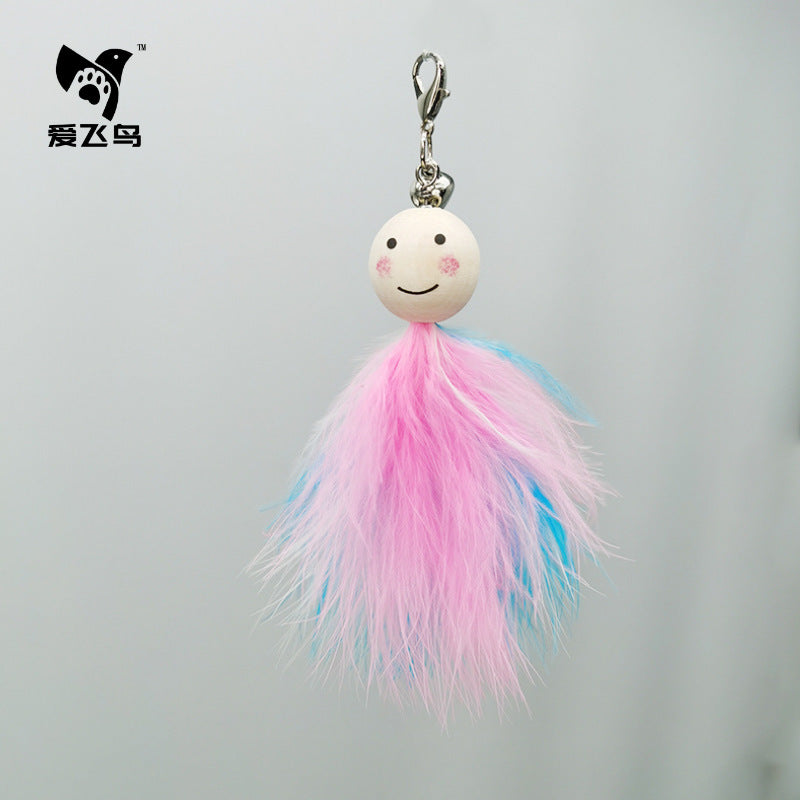 Love Bird Cat Toy Colorful Feather Bird Steel Wire Long Rod Amusing Cat Stick Replacement Head Self-Hi Bite-resistant Pet Toy