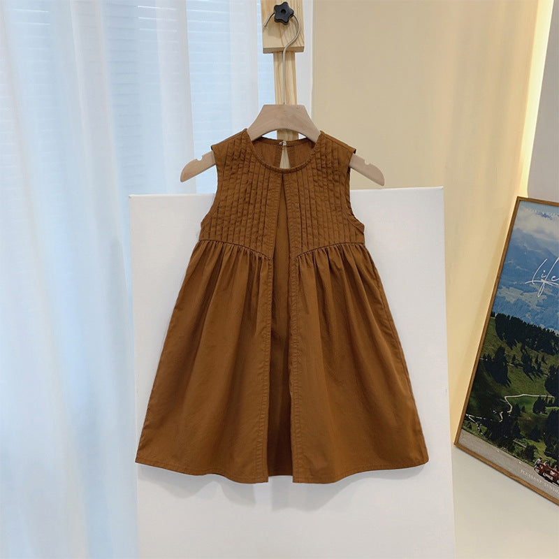 Girls dress 2025 summer new style western-style solid color children's clothing princess dress baby girl loose summer dress