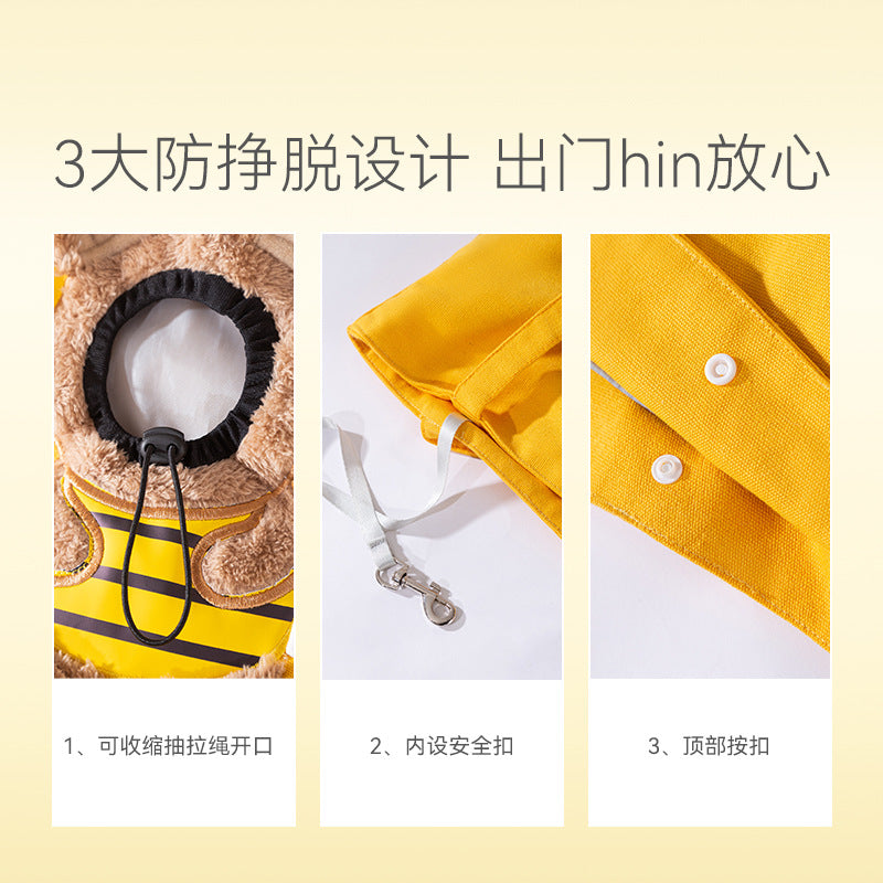 Small bee animal shape pet going out bag with exposed head shoulder bag for kittens and dogs portable cat bag pet backpack