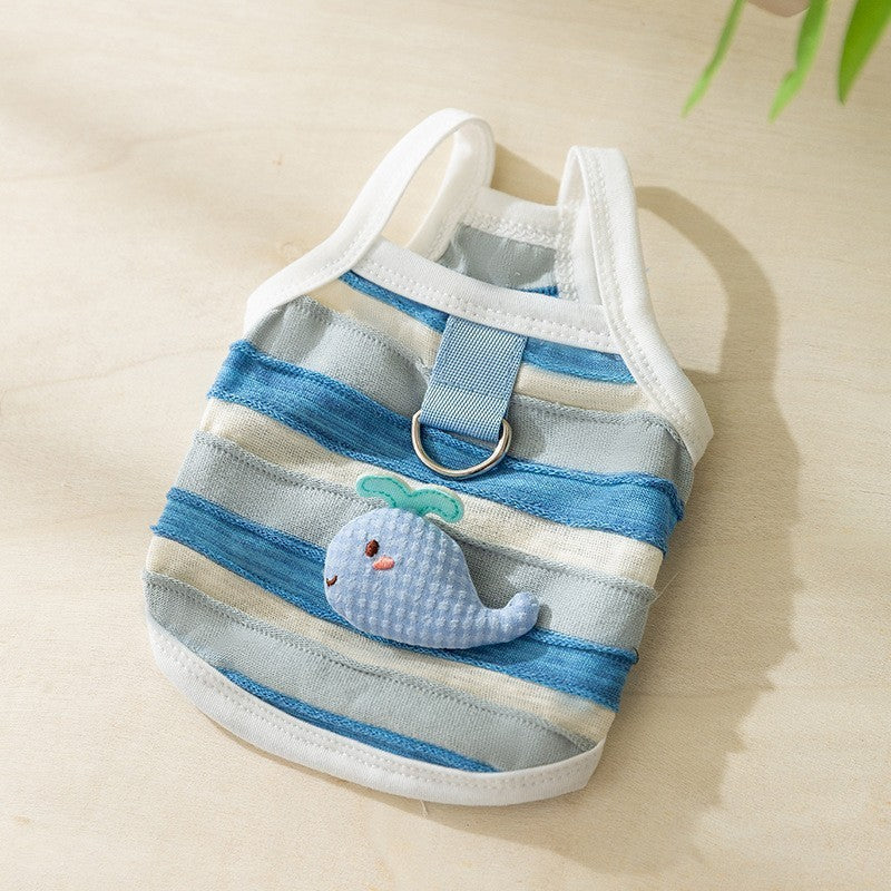 Three-dimensional small flower traction sling spring and summer thin dog clothes Teddy Yorkshire terrier small puppy pet clothes