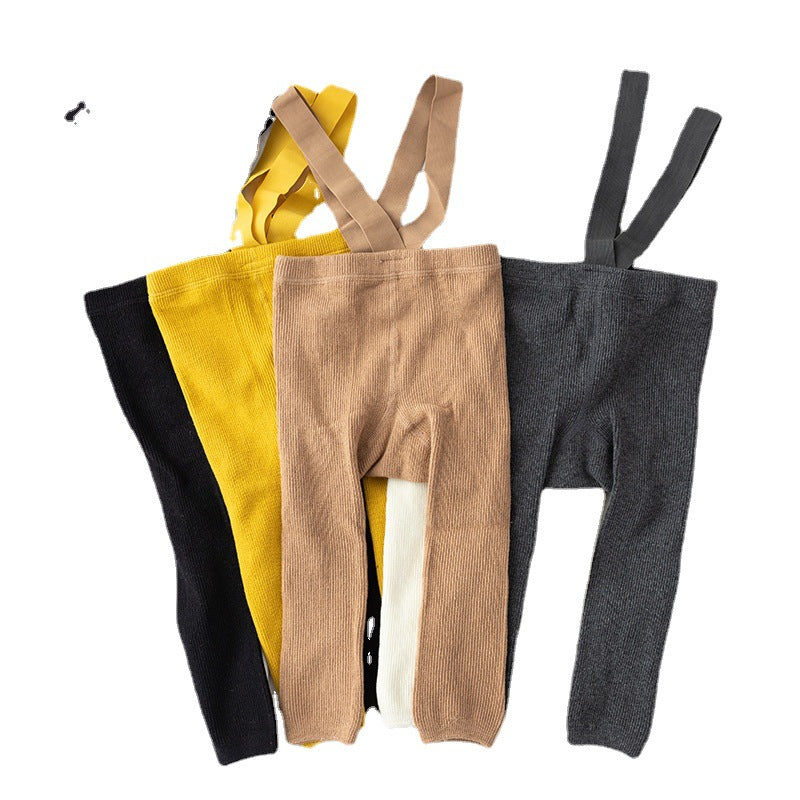 Spanish style spring and autumn high waist suspenders nine-point pants baby big butt leggings baby leggings