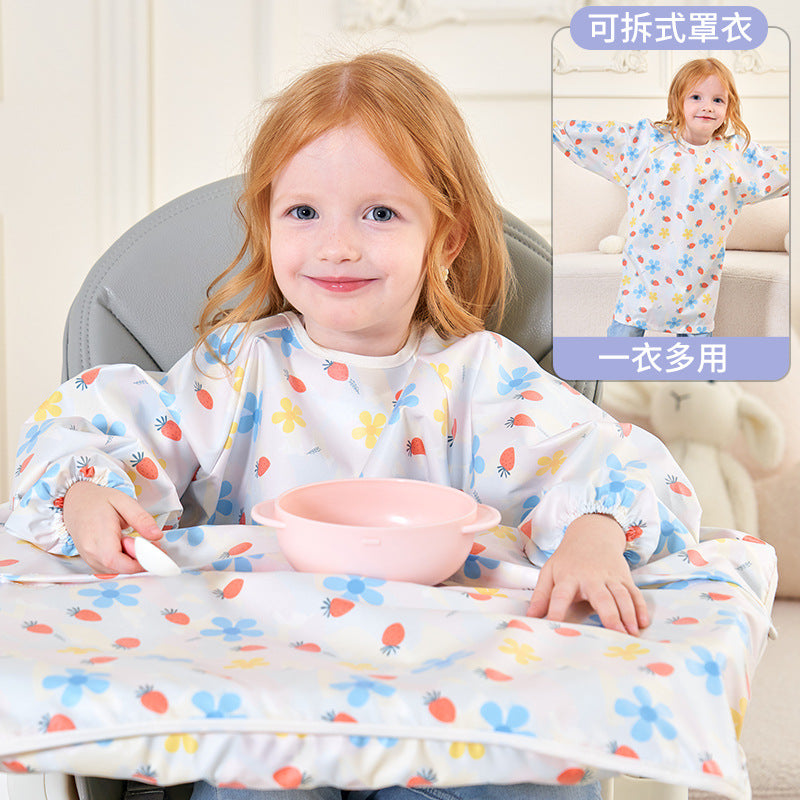 Baby eating one-piece dining chair cover children's independent eating full-cover rice pocket bib clothes baby food waterproof