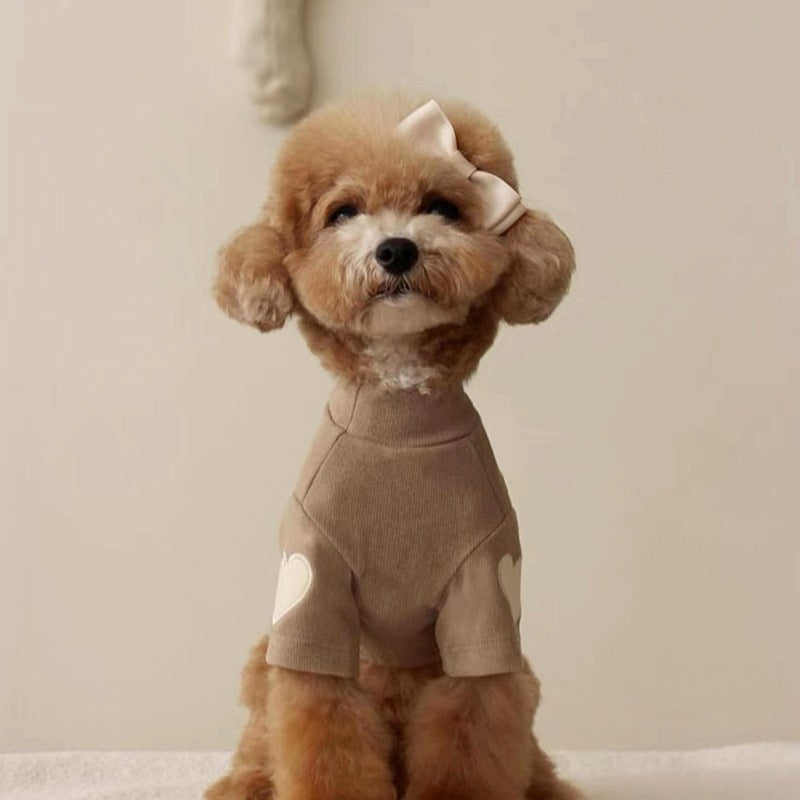 Autumn and winter dog clothes all-match love German fleece bottoming shirt small and medium-sized dogs Teddy cat pet clothing wholesale