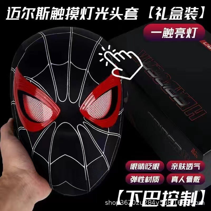 Cross-border Spider-Man headgear electric blinking luminous mask Miles Halloween cos helmet gift toy