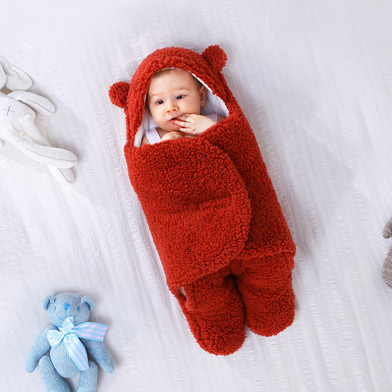 Baby blanket winter newborn swaddle supplies newborn baby wrap outdoor swaddle clothes thickened sleeping bag spring and autumn