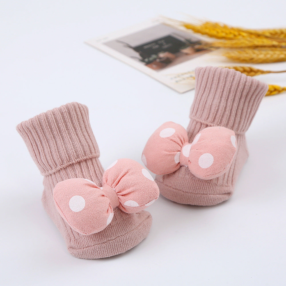 2023 new double needle cute cartoon doll socks baby mid-tube socks children's glue floor socks non-slip INS