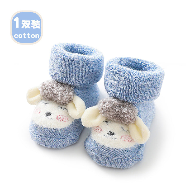 Liu Chenghang baby socks winter cartoon lamb thickened terry floor socks comfortable soft baby toddler socks wholesale
