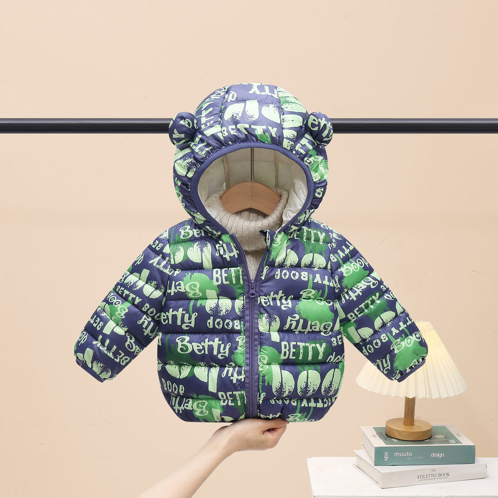 Foreign trade 2025 autumn and winter new cartoon children's down cotton jackets for boys and girls medium and large children's light baby jackets