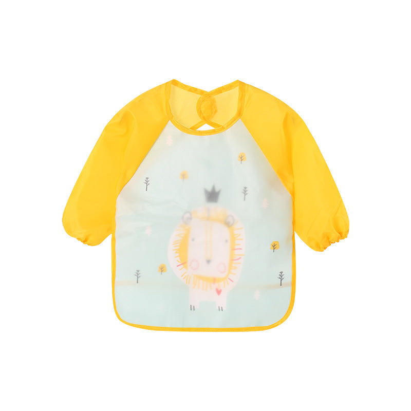 Autumn and winter baby double-layer coveralls children's wash-free meal clothes infant bibs cartoon reverse wear eating clothes drawing clothes