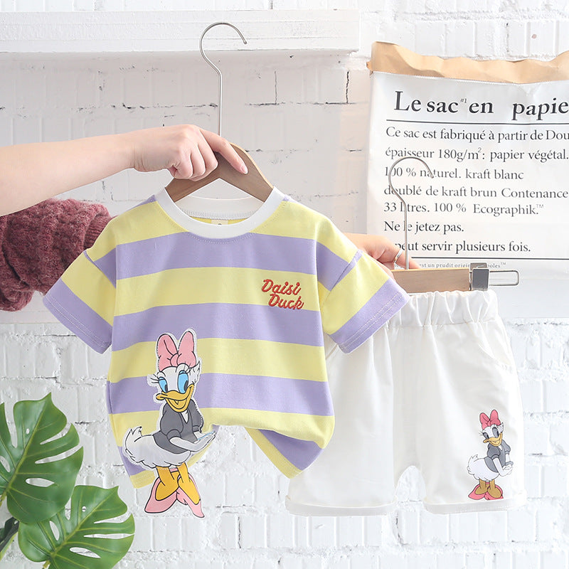 2023 children's clothing summer new style children's clothing boys baby infant suit T-shirt short-sleeved two-piece suit Korean version cross-border