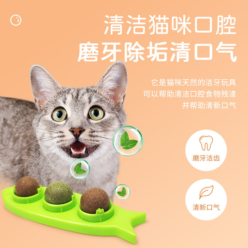 Pet cat toy mint ball cat toy molar stick catnip ball wood Tianjiao catnip toy