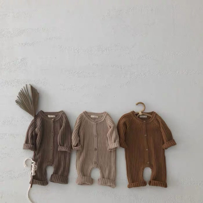 Korean style ins style baby autumn and winter clothing for men and women baby long-sleeved knitted one-piece romper sweater outdoor clothing