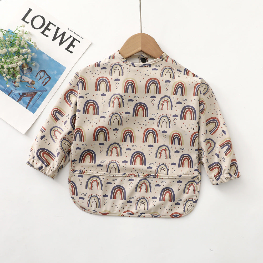 Danish children's waterproof anti-clothing bib baby eating bib super soft waterproof baby rice pocket anti-dirty feeding