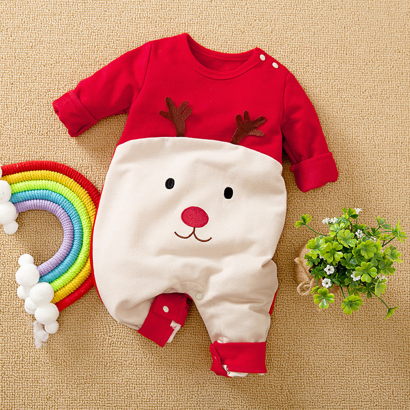 Autumn and winter Christmas baby jumpsuit baby clothes long-sleeved newborn crawling clothes baby Christmas clothing cross-border