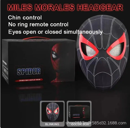 [Same Style on Douyin] Halloween Spider-Man Headgear Electric Luminous Mask Blinking Helmet High-tech Mask