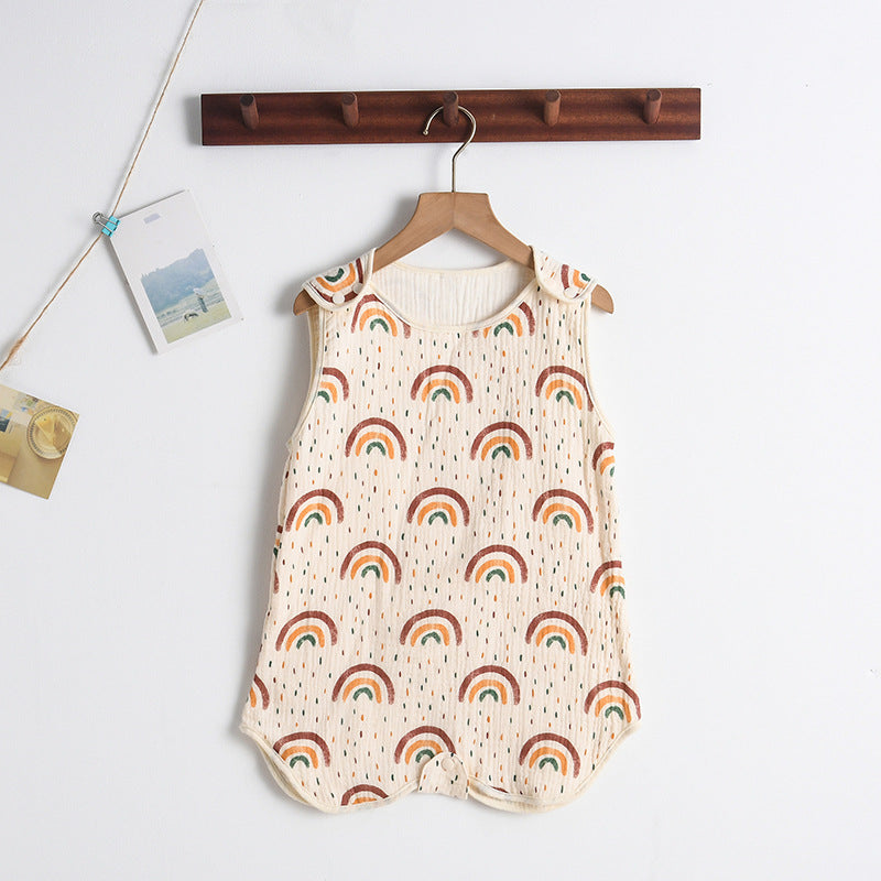 Newborn baby sleeping bag baby gauze sleeping bag children spring and summer thin anti-kick quilt four seasons universal children's pajamas